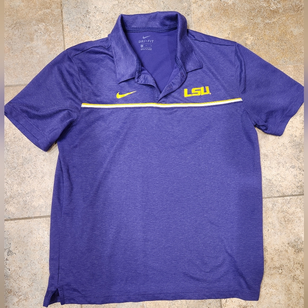 LSU Louisiana State Tigers Nike Dri-Fit Sideline LARGE Polo Shirt CI5764-100